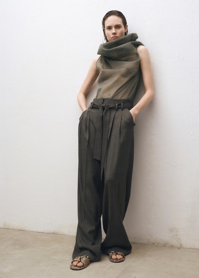 Mango Blusa Seda Cuello Asimétrico