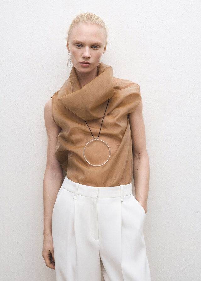 Mango Blusa Seda Cuello Asimétrico