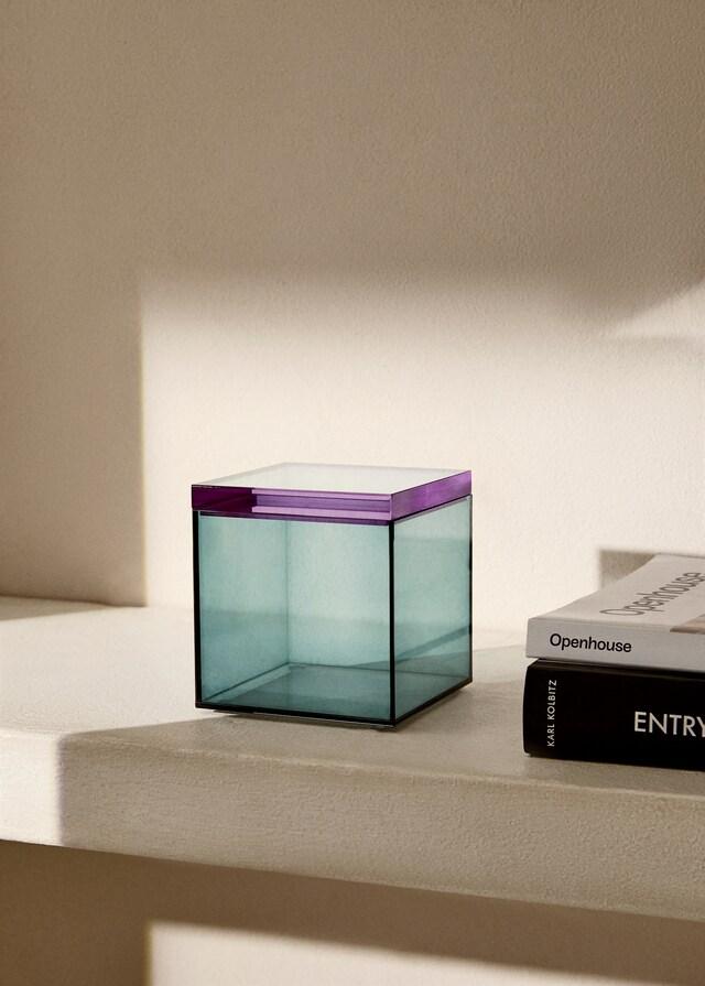 mango Caja acrílico bicolor mediana