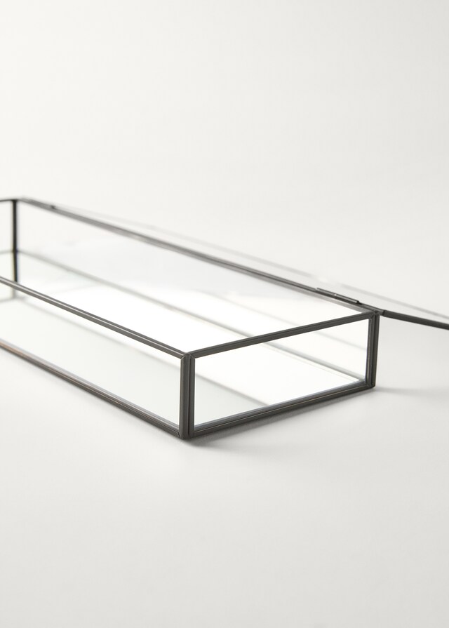 Mango Caja Joyero Vidrio Y Metal Mediana