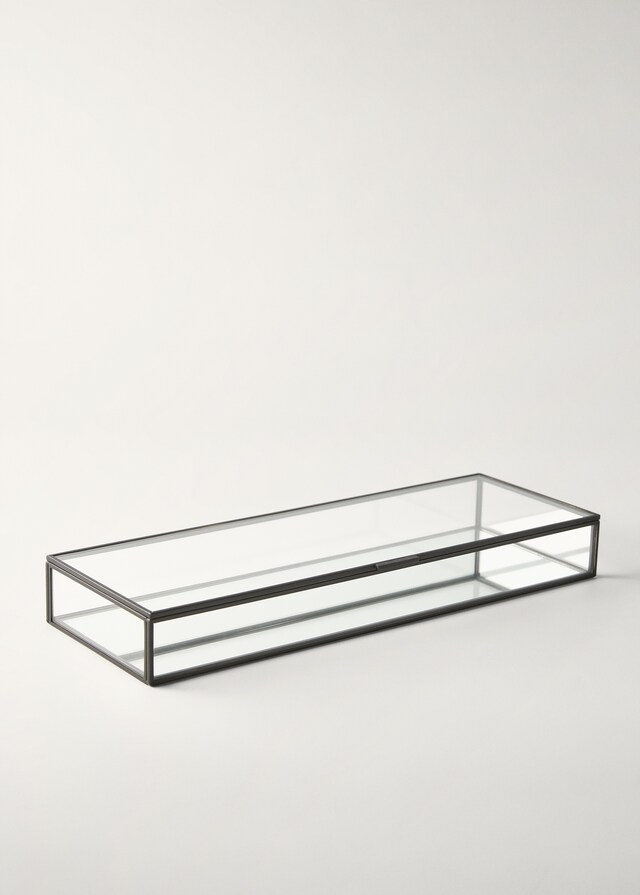 Mango Caja Joyero Vidrio Y Metal Mediana