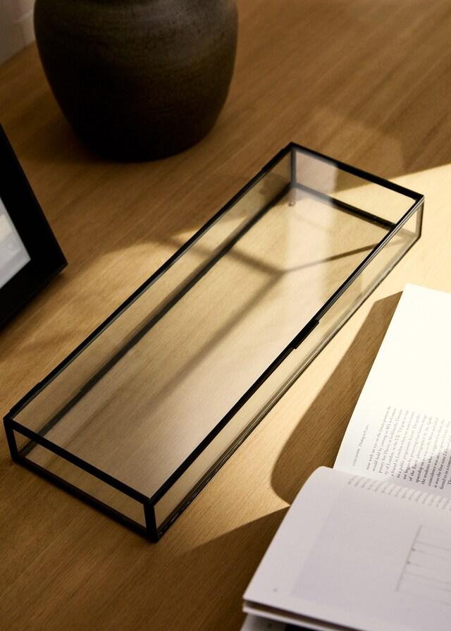 mango Caja joyero vidrio y metal mediana