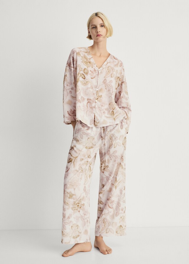 Mango Camisa Pijama Detalle Floral