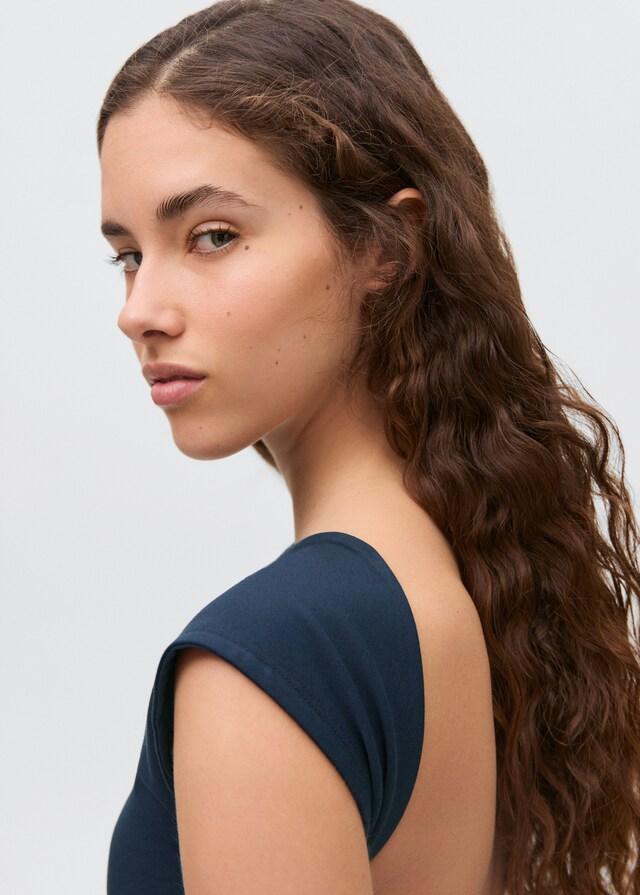 Mango Camiseta 100% Algodón Cuello Barco