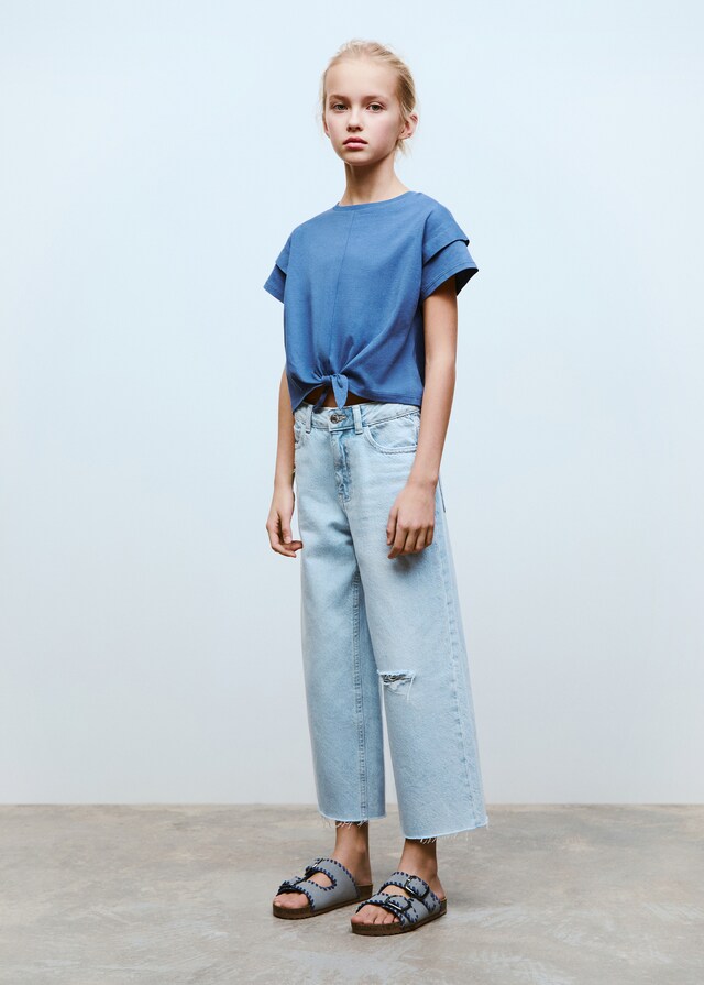 Mango Camiseta Algodón Detalle Nudo