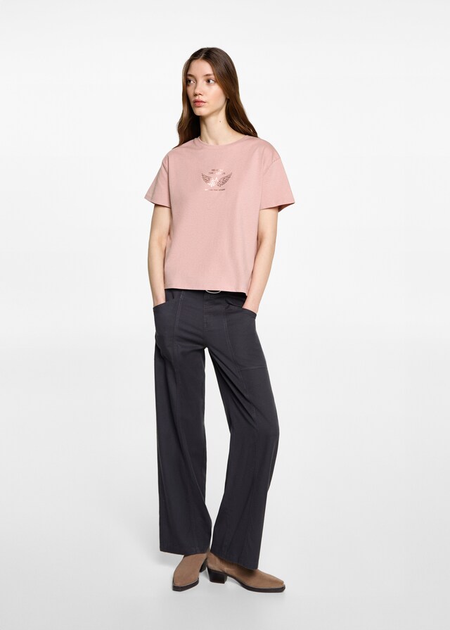 Mango Camiseta Algodón Estampada