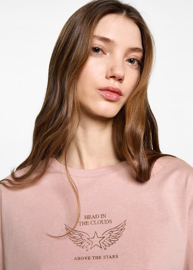 Mango Camiseta Algodón Estampada