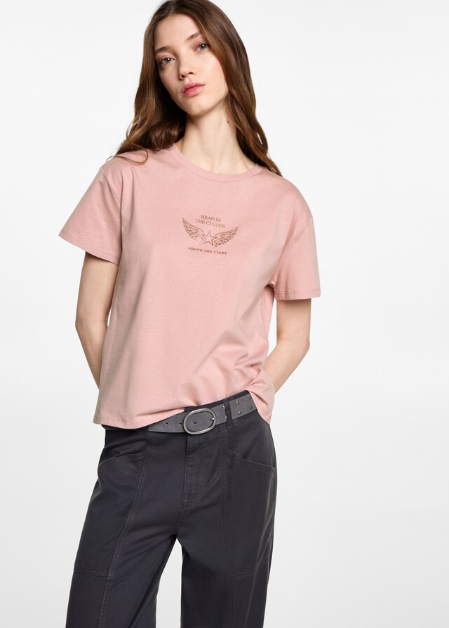 mango Camiseta algodón estampada