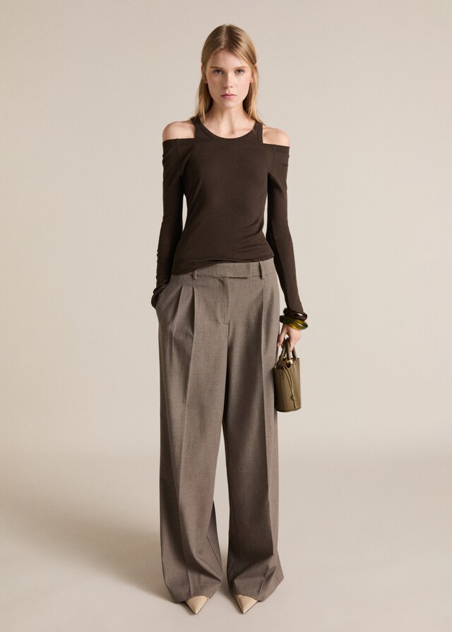 Mango Camiseta Combinada Algodón