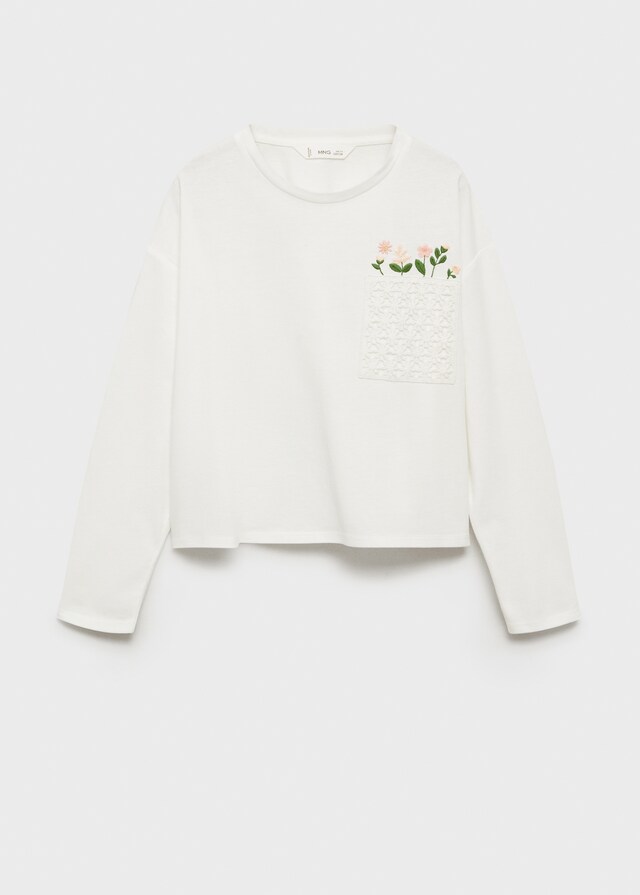 Mango Camiseta Detalles Bordados