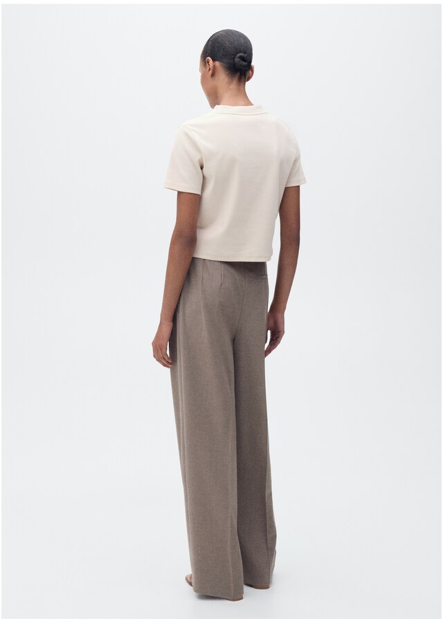 Mango Camiseta Mezcla Algodón Manga Corta