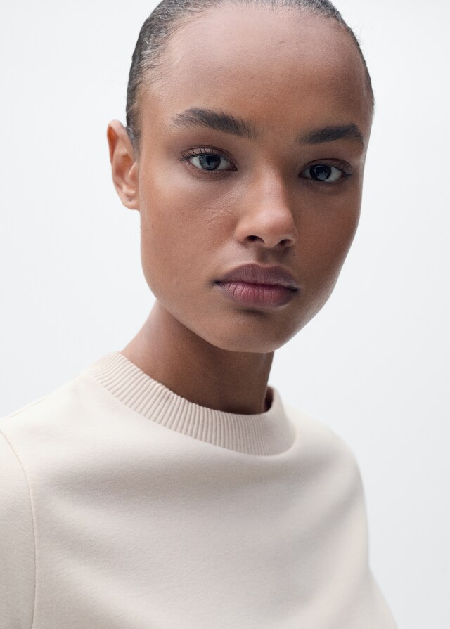 Mango Camiseta Mezcla Algodón Manga Corta