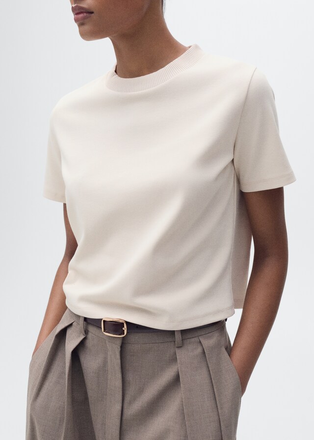 mango Camiseta mezcla algodón manga corta