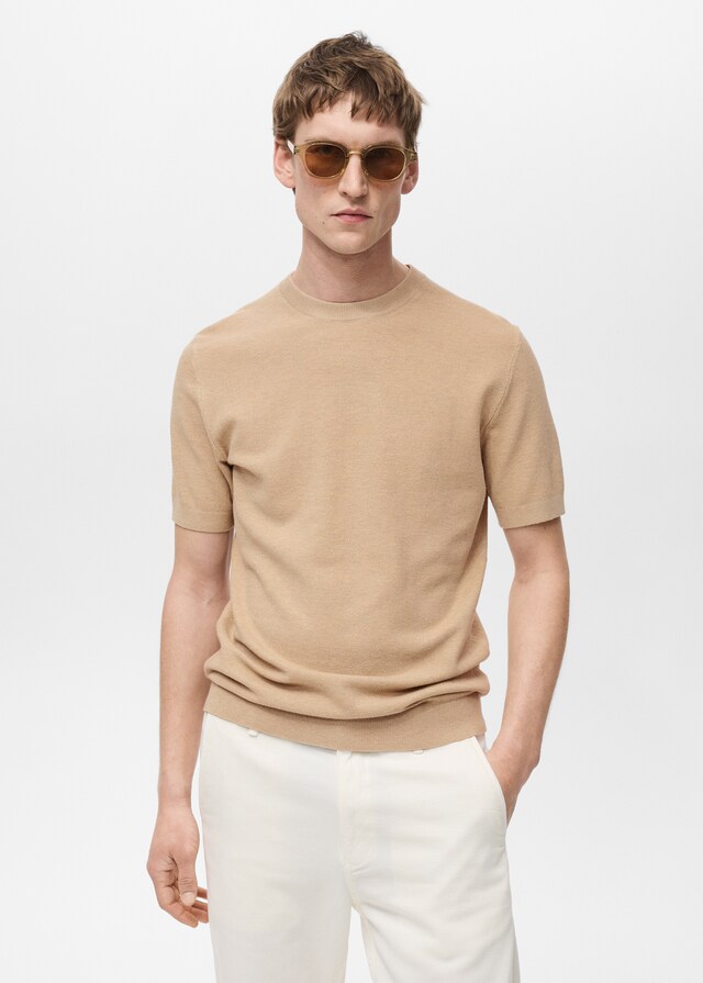 mango Camiseta punto fino algodón