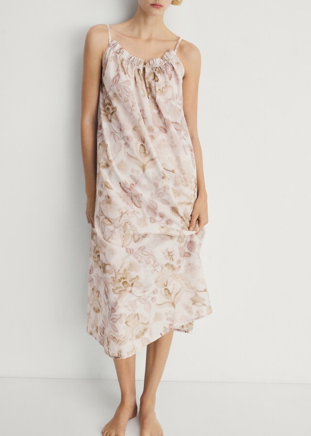 mango Camisón algodón estampado floral