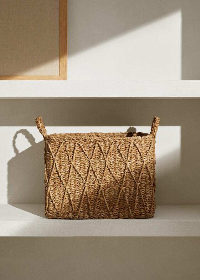 mango Cesta cuadrada asas 37x27cm
