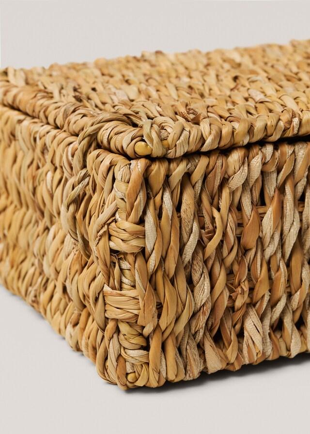 Mango Cesta Fibras Naturales Tapa 17x17cm