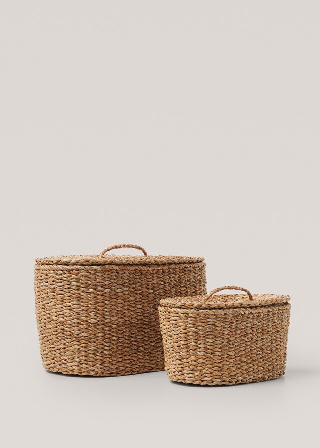 Mango Cesta Ovalada Fibras Naturales 16x29cm