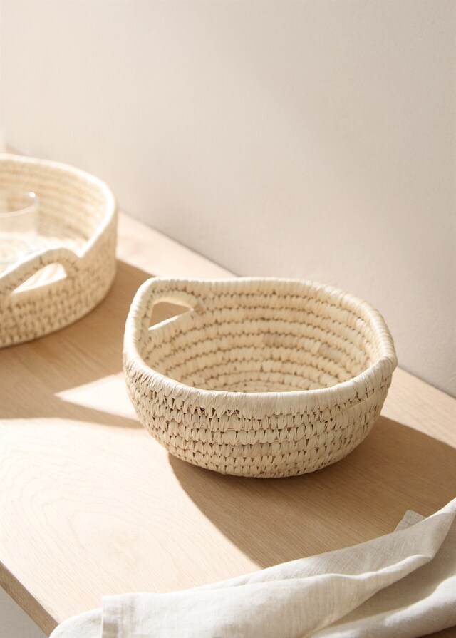 mango Cesta redonda fibras naturales