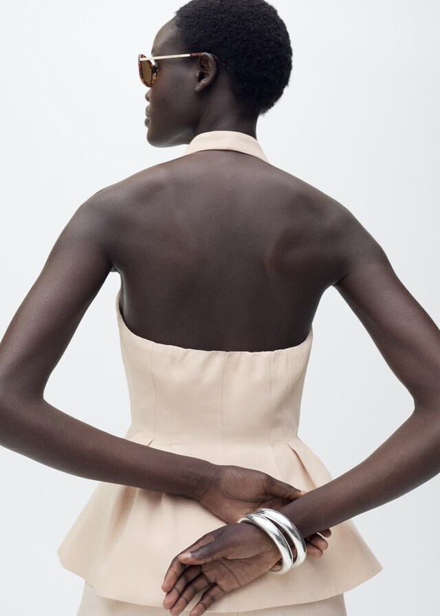 Mango Chaleco Cuello Halter Pinzas