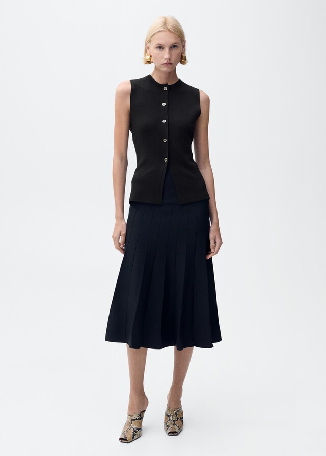 Mango Chaleco Punto Fino Botones