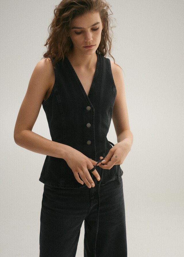 Mango Chaleco Vaquero Lazo