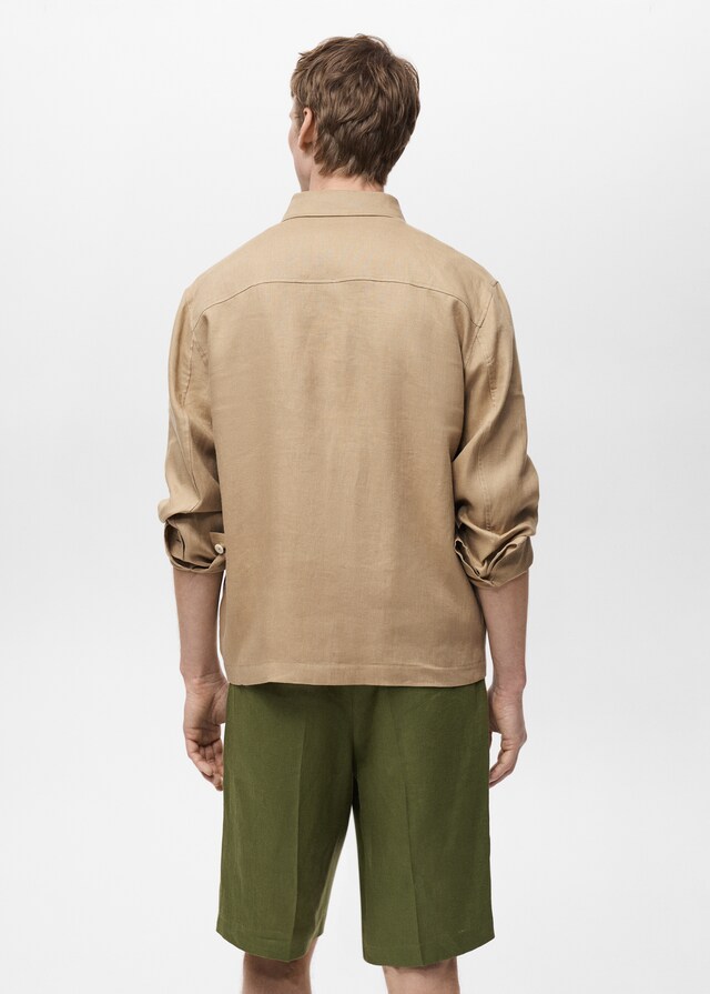 Mango Chaqueta 100% Lino Bolsillos