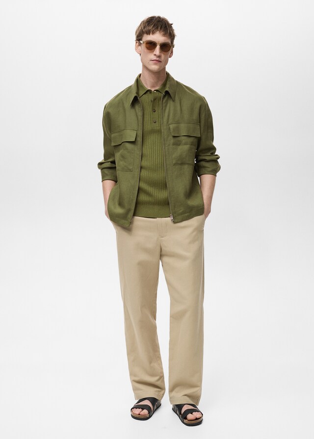 Mango Chaqueta 100% Lino Bolsillos