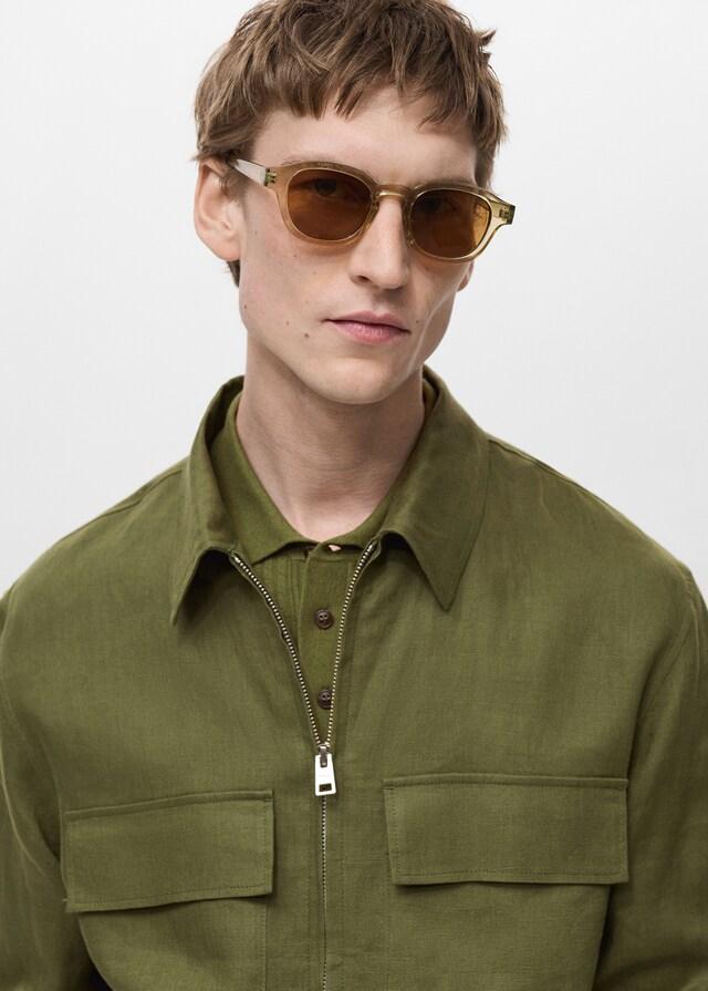 Mango Chaqueta 100% Lino Bolsillos