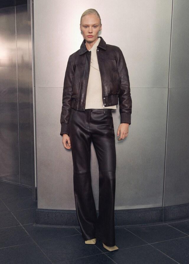 Mango Chaqueta Bomber Piel