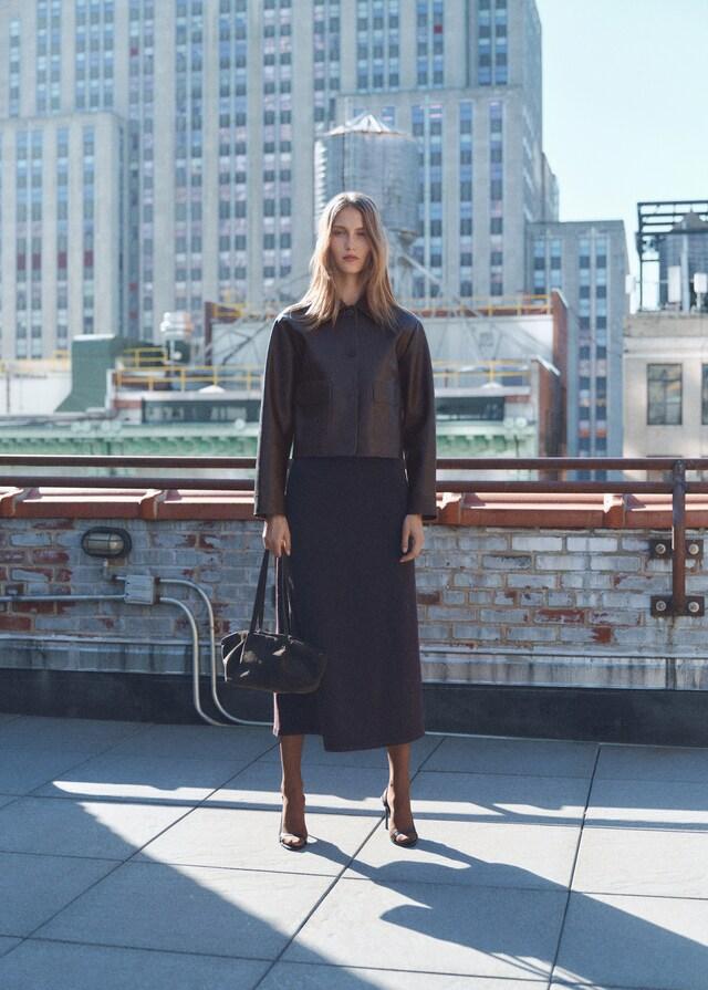 Mango Chaqueta Efecto Piel Bolsillos