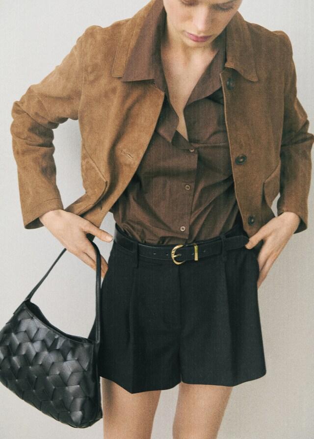 mango Chaqueta piel ante