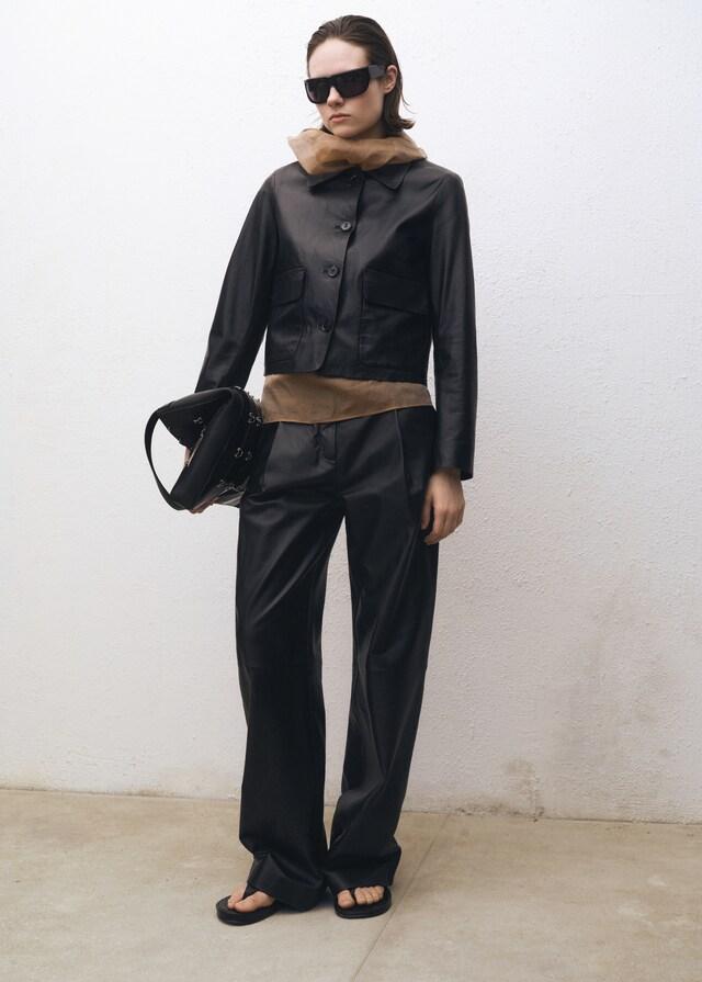 Mango Chaqueta Piel Botones