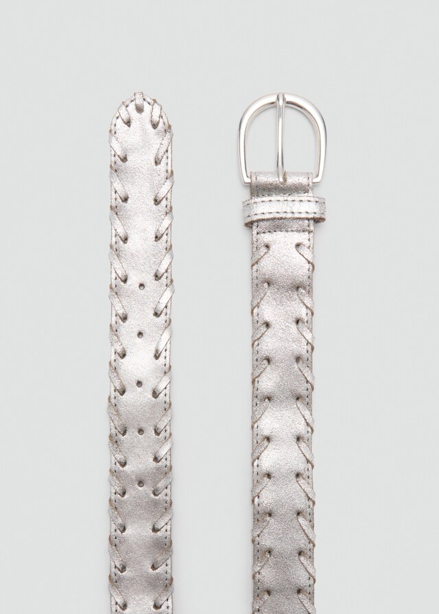 Mango Cinturón Piel Metalizado