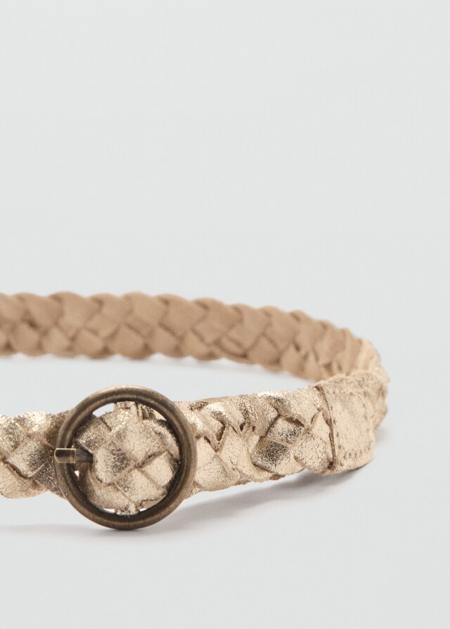 Mango Cinturón Piel Metalizado