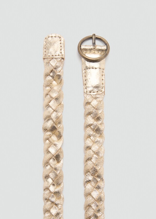 mango Cinturón piel metalizado