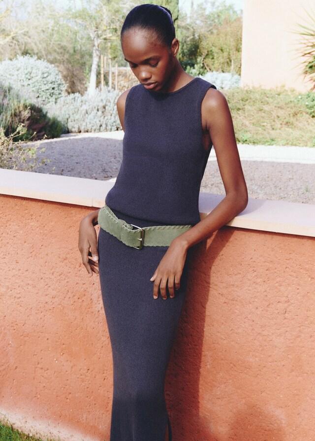 Mango Cinturón Piel Serraje