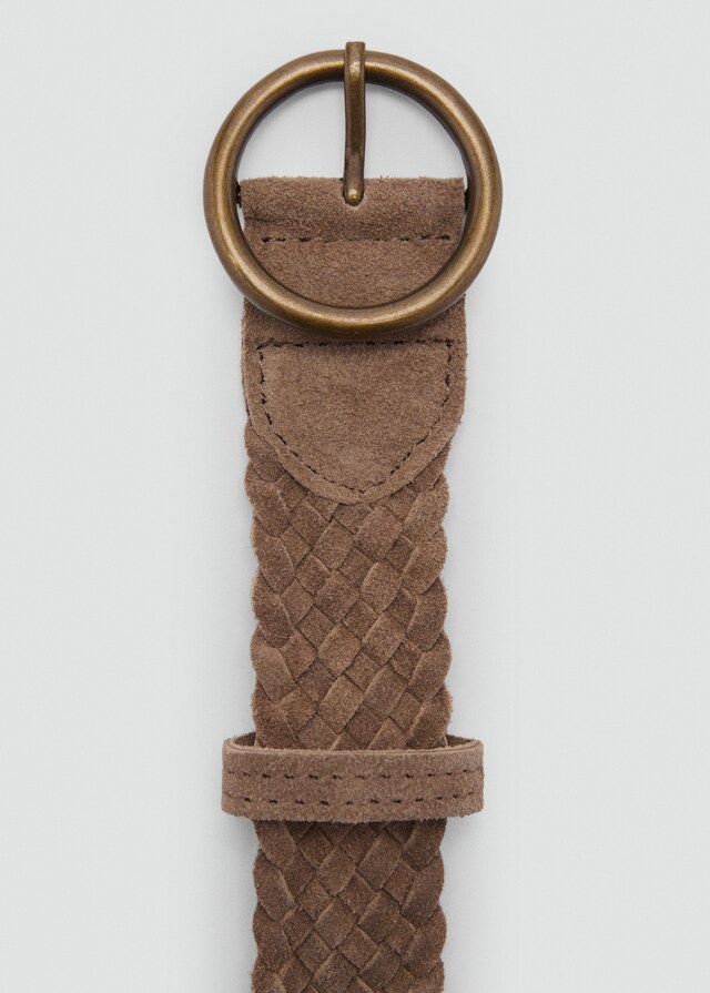 Mango Cinturón Piel Serraje Trenzado