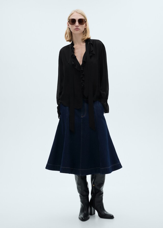 Mango Falda Evasé Vaquera