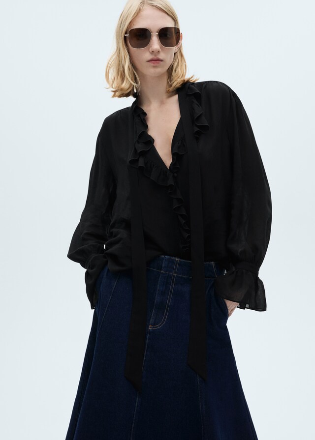 Mango Falda Evasé Vaquera