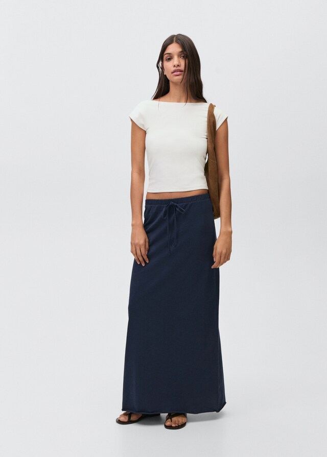 Mango Falda Larga Algodón