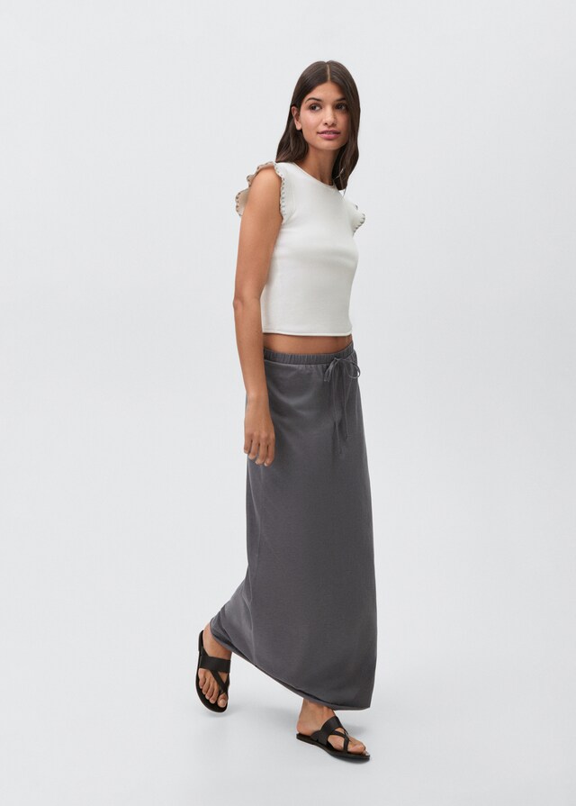 Mango Falda Larga Algodón