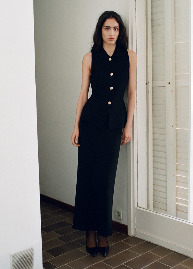 Mango Falda Midi Punto Fino