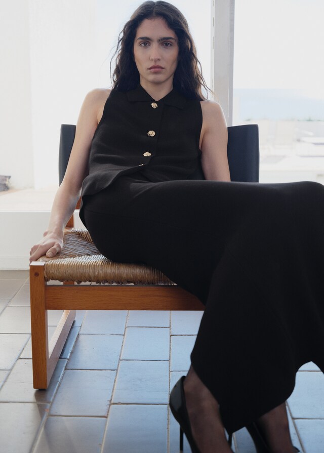 mango Falda midi punto fino