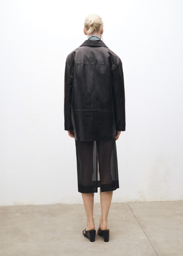 Mango Falda Midi Seda Semitransparente