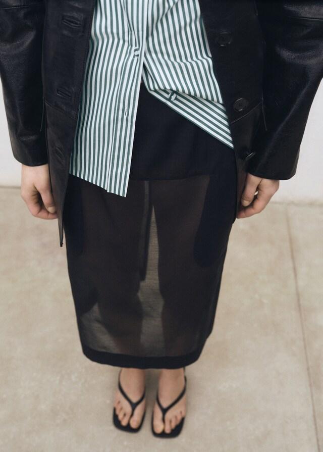 Mango Falda Midi Seda Semitransparente