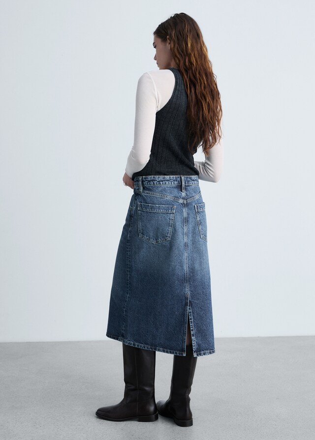 Mango Falda Midi Vaquera