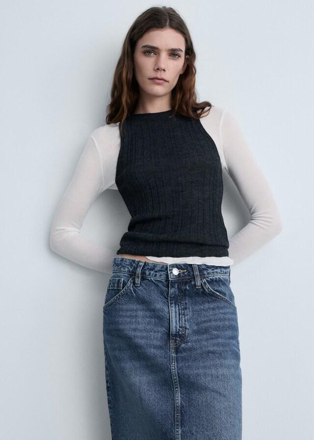 mango Falda midi vaquera