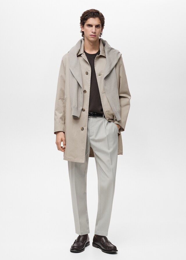 Mango Gabardina Algodón Water Repellent