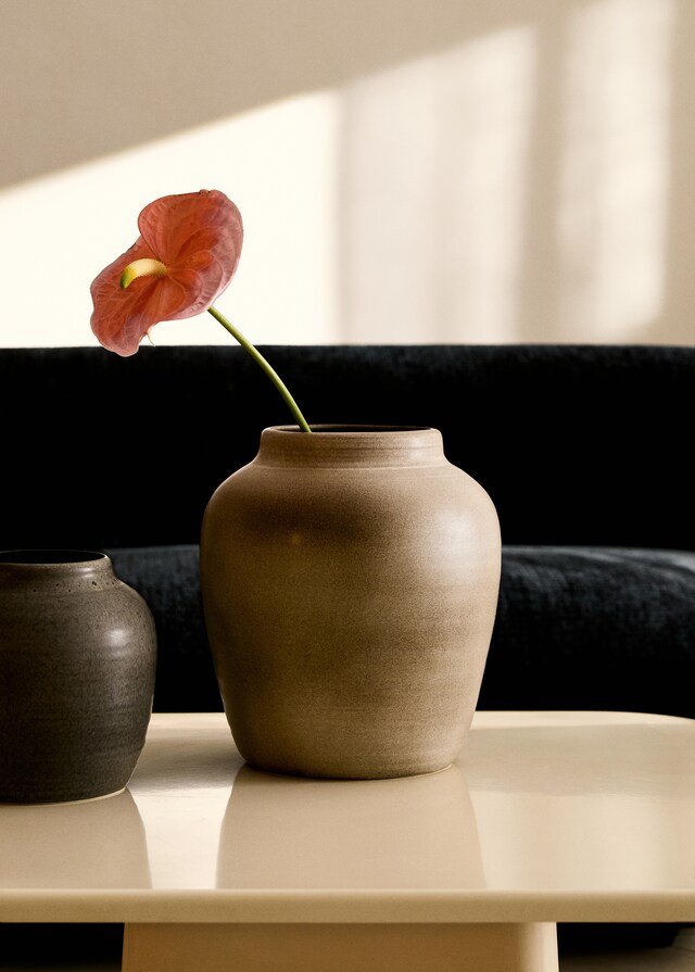 mango Jarrón cerámica diseño bulboso 23x26